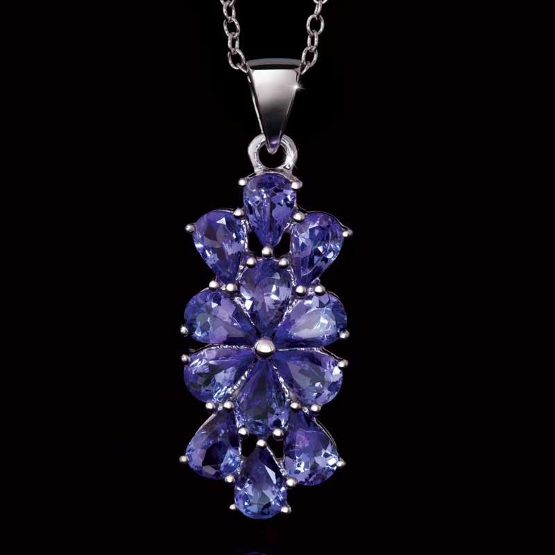 10K White Gold Saintpaulia Tanzanite Necklace